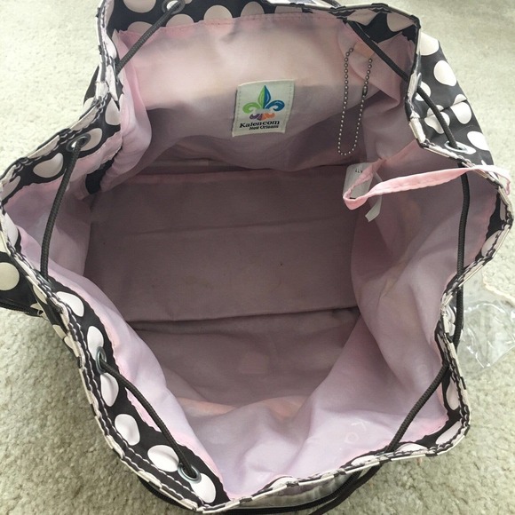 Kalencom Backpack Heavenly Polka Dots Chocolate Brown Pink Girls Diaper Bag Pack - Picture 3 of 12